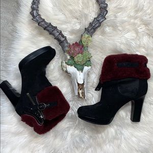 UGG Black and Burgundy Heeled Boots